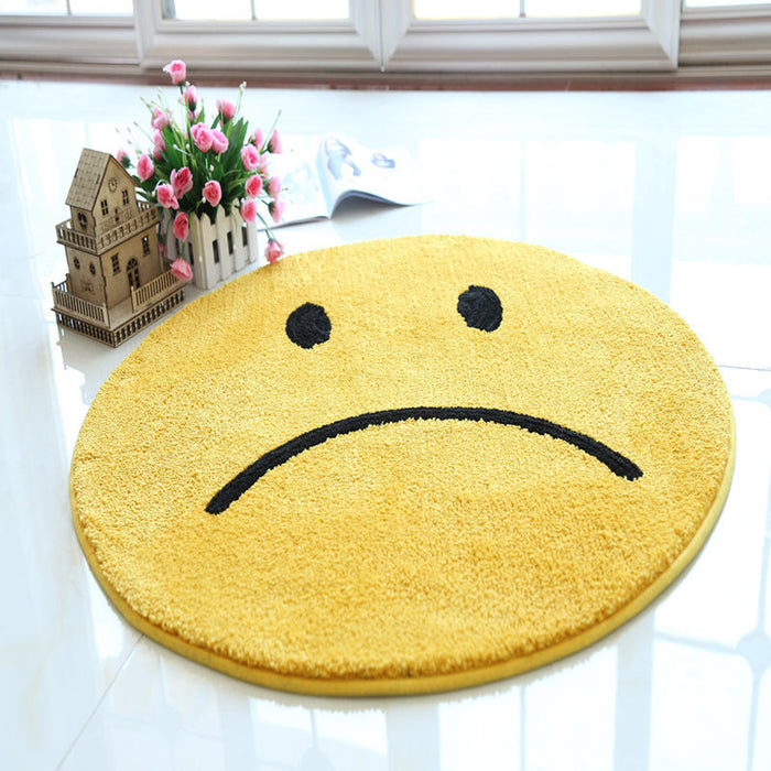 Yellow Emoji Pattern Rug Polyester Modern Rug Pet Friendly Washable Non-Slip Area Rug for Bedroom