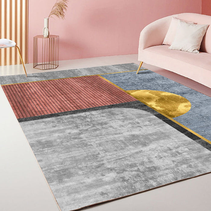 Casual Stripe Pattern Rug Multicolor Modernist Rug Polyester Pet Friendly Washable Non-Slip Area Rug for Living Room