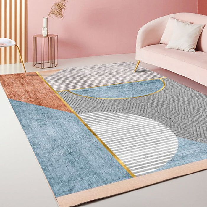 Casual Stripe Pattern Rug Multicolor Modernist Rug Polyester Pet Friendly Washable Non-Slip Area Rug for Living Room