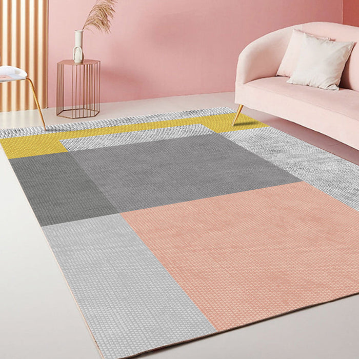 Casual Stripe Pattern Rug Multicolor Modernist Rug Polyester Pet Friendly Washable Non-Slip Area Rug for Living Room