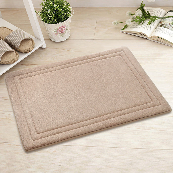 Feblilac Rectangular Solid Line Pattern Memory Foam Tufted Bath Mat