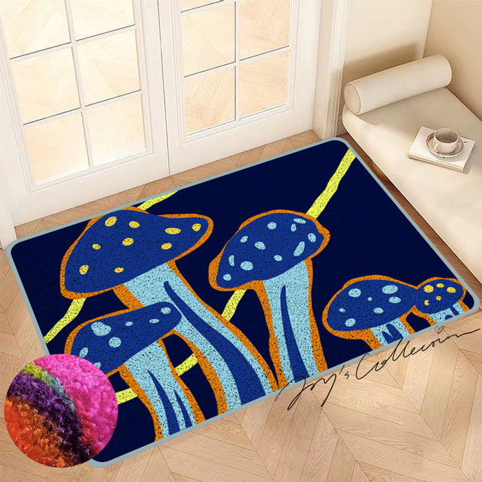 Feblilac Dark Blue Mushroom Nylon Door Mat