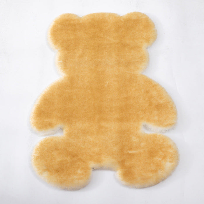 Feblilac Multiple Color Solid Bear Faux Rabbit Fur  Rug Mat