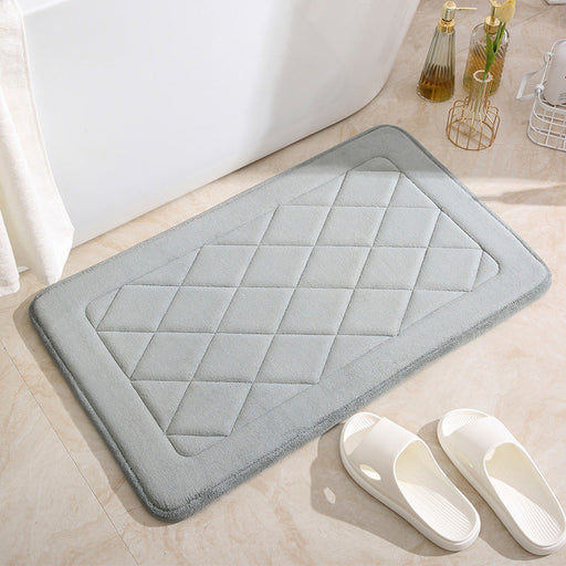 Feblilac Rectangular Solid Geometric Pattern Memory Foam Tufted Bath Mat