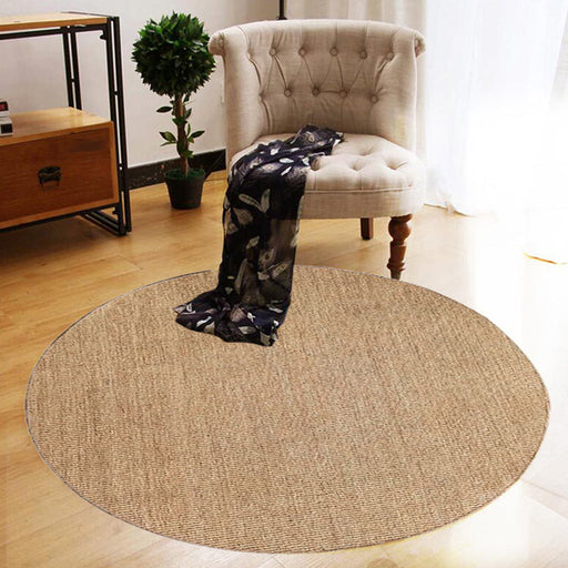 Brown Living Room Rug Rustic Solid Color Rug Sisal Pet Friendly Anti-Slip Washable Area Rug for Decoration