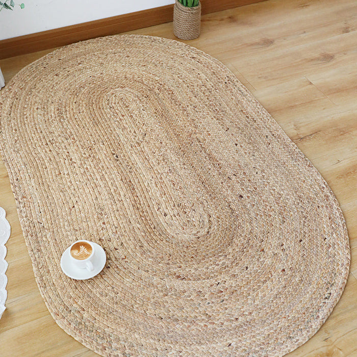 Brown Living Room Rug Rustic Solid Color Rug Jute Pet Friendly Anti-Slip Washable Area Rug for Decoration