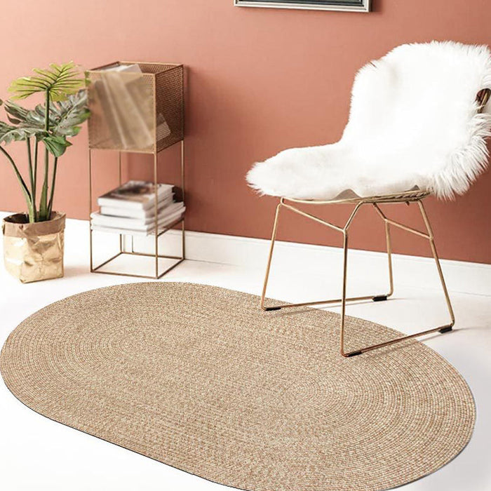 Solid Color Rug Polypropylene Rural Rug Washable Anti-Slip Pet Friendly Area Rug for Living Room