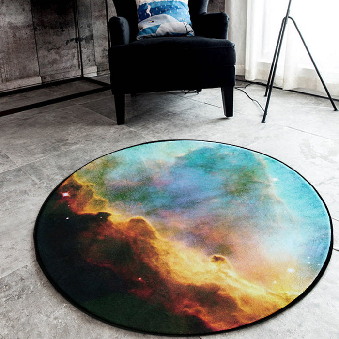 Black Galaxy Pattern Rug Polyester Novelty Rug Washable Anti-Slip Pet Friendly Area Rug for Bedroom