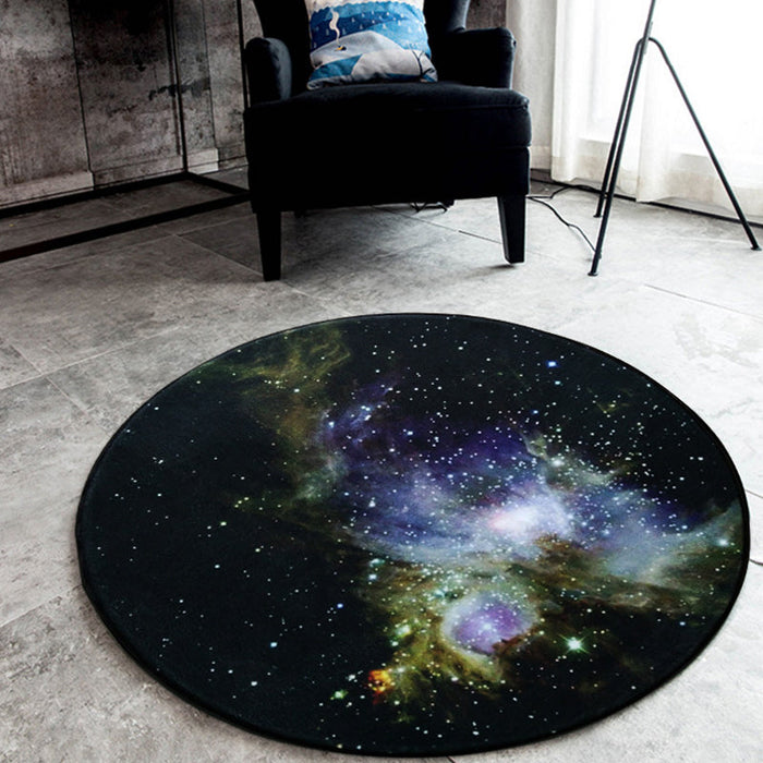 Black Galaxy Pattern Rug Polyester Novelty Rug Washable Anti-Slip Pet Friendly Area Rug for Bedroom