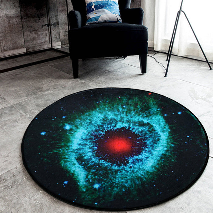 Black Galaxy Pattern Rug Polyester Novelty Rug Washable Anti-Slip Pet Friendly Area Rug for Bedroom