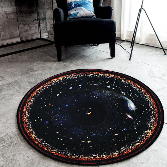 Black Galaxy Pattern Rug Polyester Novelty Rug Washable Anti-Slip Pet Friendly Area Rug for Bedroom