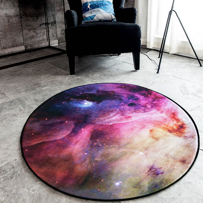 Black Galaxy Pattern Rug Polyester Novelty Rug Washable Anti-Slip Pet Friendly Area Rug for Bedroom