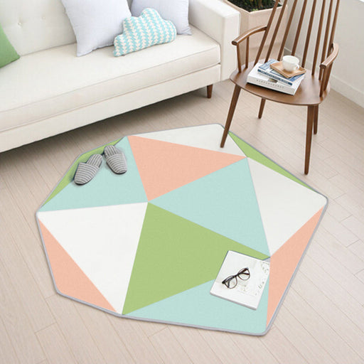 Multicolor Geometric Pattern Rug Polyester Contemporary Rug Washable Anti-Slip Pet Friendly Area Rug for Bedroom