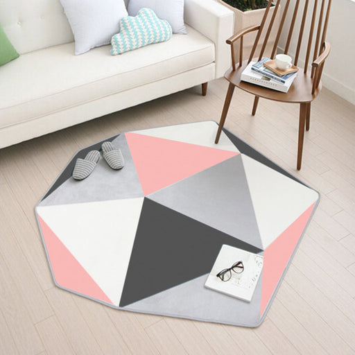 Multicolor Geometric Pattern Rug Polyester Contemporary Rug Washable Anti-Slip Pet Friendly Area Rug for Bedroom