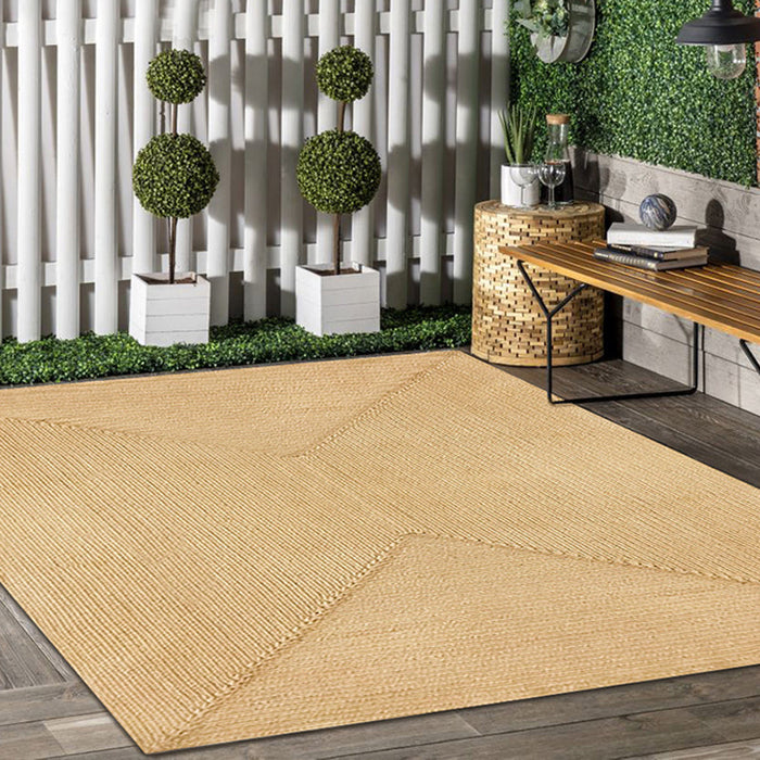 Brown Plain Rug Jute Rural Rug Washable Anti-Slip Pet Friendly Area Rug for Living Room