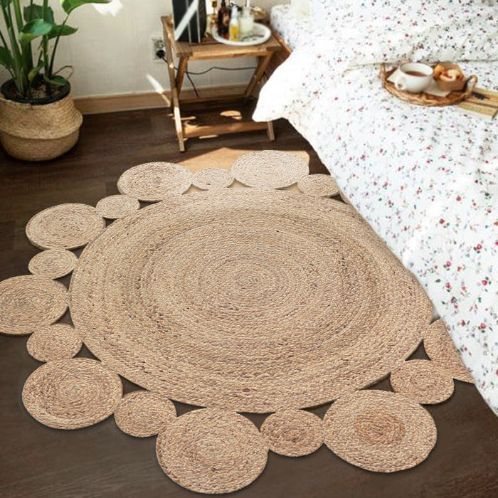 Khaki and Brown Bedroom Rug Rustic Solid Color Rug Sisal Reversible Washable Pet Friendly Area Rug