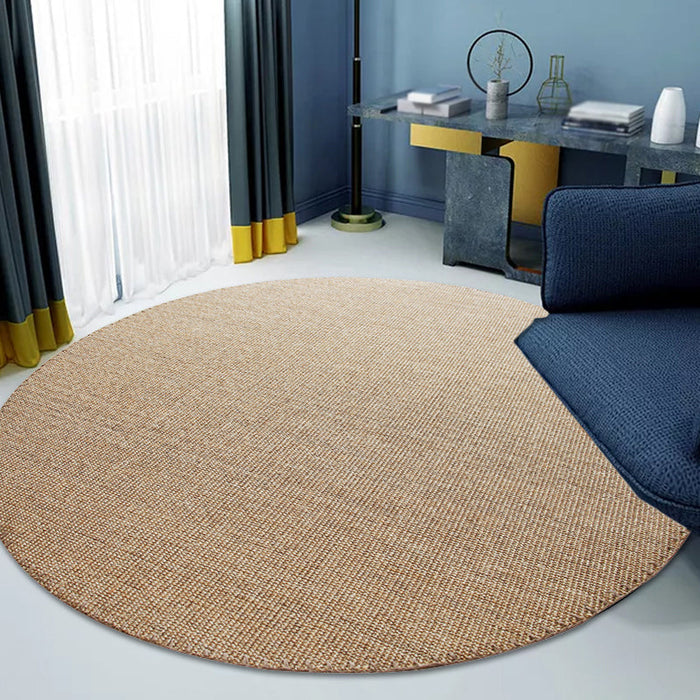 Brown Living Room Rug Rustic Solid Color Rug Sisal Non-Slip Backing Washable Pet Friendly Area Rug