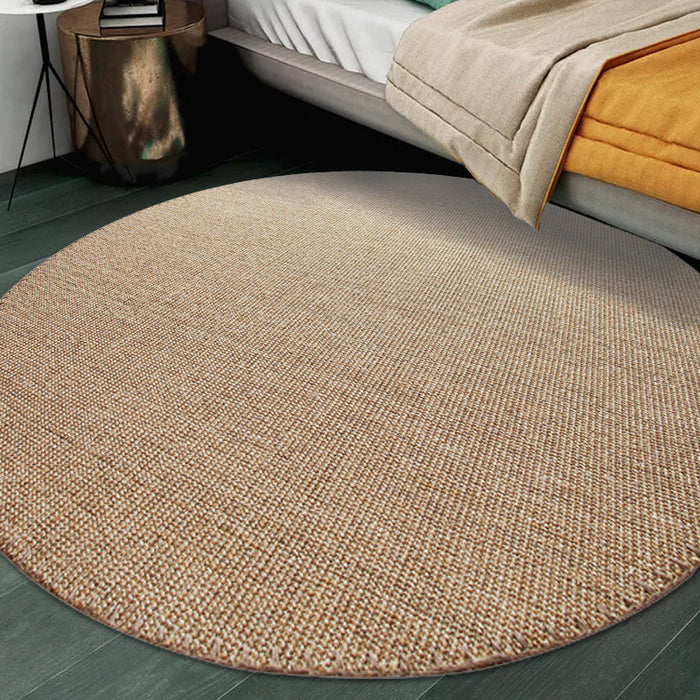 Brown Living Room Rug Rustic Solid Color Rug Sisal Non-Slip Backing Washable Pet Friendly Area Rug