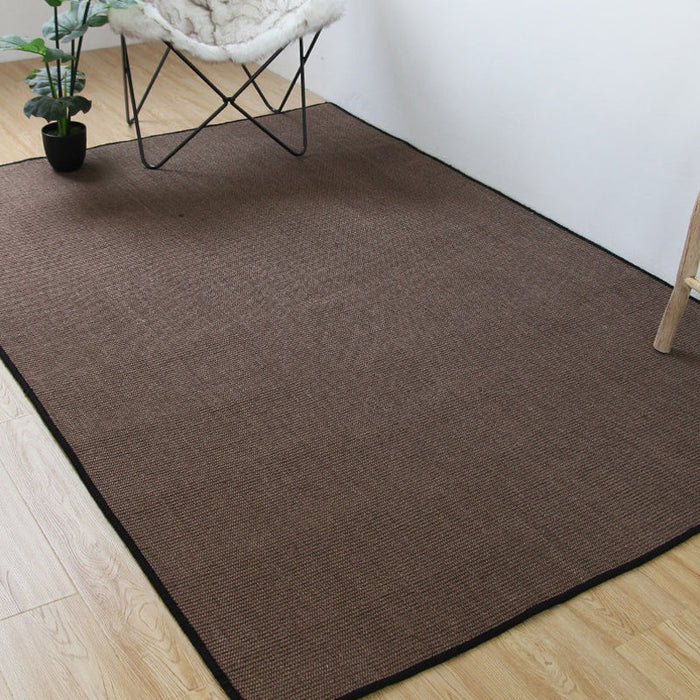 Light Brown Living Room Rug Rustic Solid Color Rug Sisal Non-Slip Backing Washable Pet Friendly Area Rug