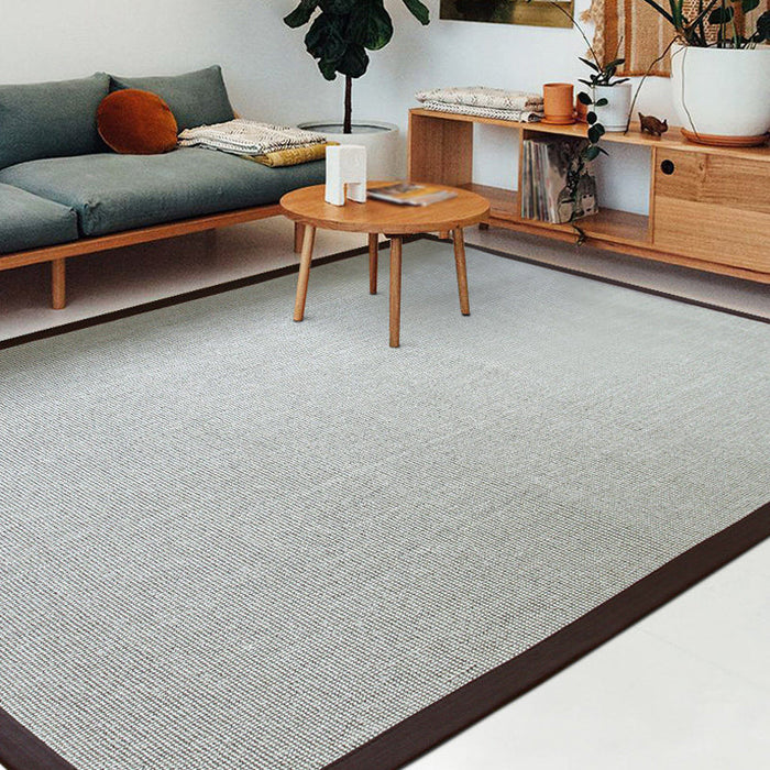 Rural Solid Color Rug Grey Jute Rug Washable Pet Friendly Anti-Slip Backing Area Rug for Living Room