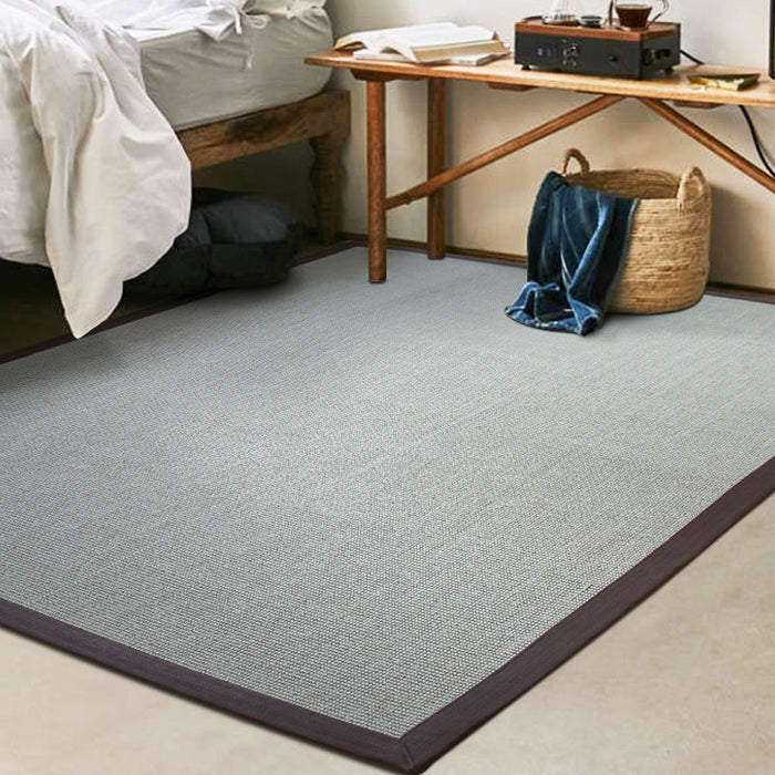 Rural Solid Color Rug Grey Jute Rug Washable Pet Friendly Anti-Slip Backing Area Rug for Living Room