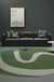 Green and White Abstract Rug Polyester Modern Rug Pet Friendly Washable Non-Slip Area Rug for Living Room