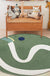 Green and White Abstract Rug Polyester Modern Rug Pet Friendly Washable Non-Slip Area Rug for Living Room