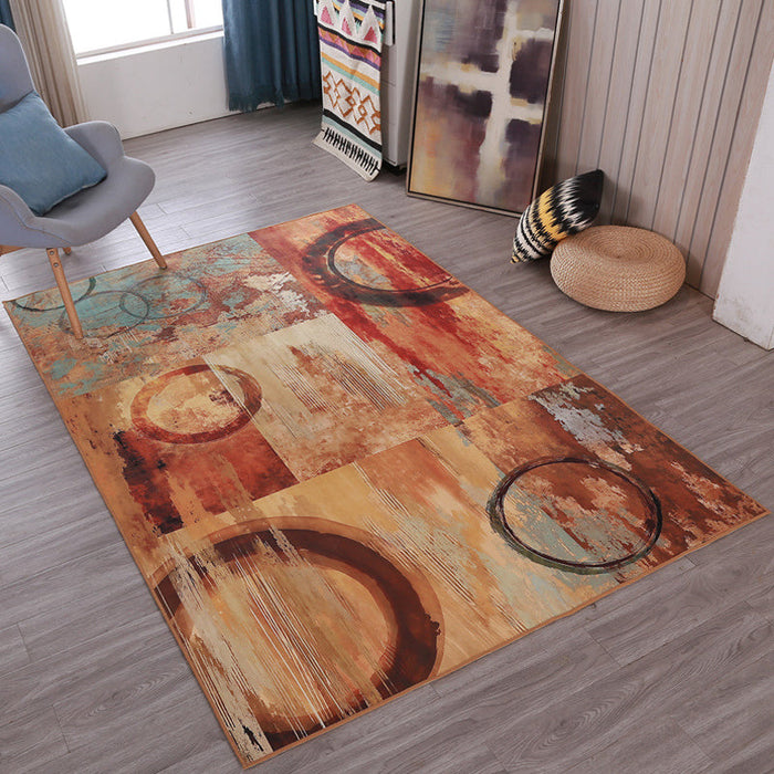 Multicolor Abstract Rug Polyester Industrial Rug Pet Friendly Washable Non-Slip Area Rug for Living Room