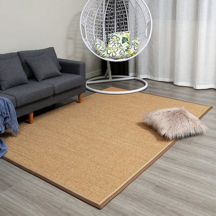 Brown Solid Color Rug Sisal Rural Rug Pet Friendly Washable Non-Slip Area Rug for Living Room