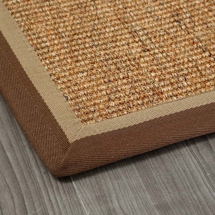 Brown Solid Color Rug Sisal Rural Rug Pet Friendly Washable Non-Slip Area Rug for Living Room