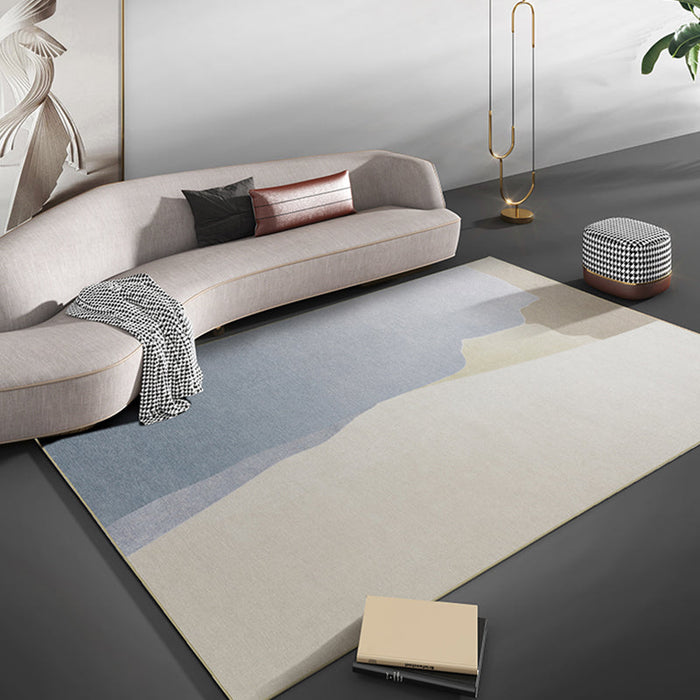 Blue and Grey Colorblock Rug Polyester Modern Rug Pet Friendly Washable Non-Slip Area Rug for Living Room