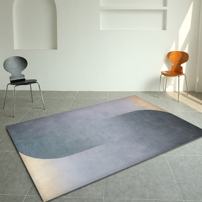 Blue and Grey Colorblock Rug Polyester Modern Rug Pet Friendly Washable Non-Slip Area Rug for Living Room