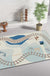 Blue Rail Pattern Rug with Animal Polyester Kids Rug Pet Friendly Washable Non-Slip Area Rug for Bedroom