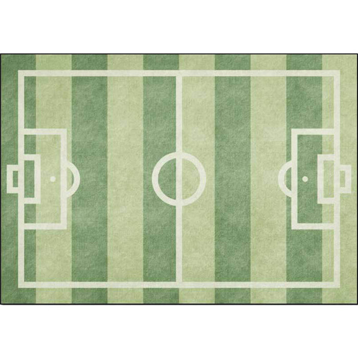 Creative Football Field Pattern Rug Green Kids Rug Polyester Pet Friendly Washable Non-Slip Area Rug for Decoration