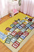 Yellow Letter Pattern Rug with Dog Polyester Kids Rug Pet Friendly Washable Non-Slip Area Rug for Bedroom