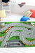 Funky Road Pattern Rug with Building Green and Grey Kids Rug Polyester Pet Friendly Washable Non-Slip Area Rug for Decoration