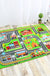 Funky Road Pattern Rug with Building Green and Grey Kids Rug Polyester Pet Friendly Washable Non-Slip Area Rug for Decoration