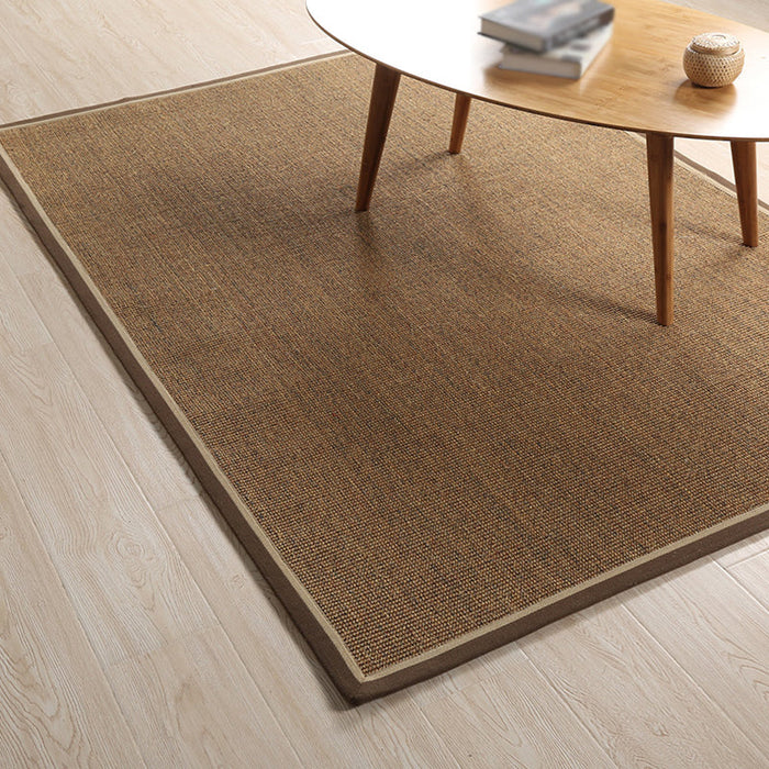 Brown Solid Color Rug Sisal Rural Rug Pet Friendly Washable Non-Slip Area Rug for Living Room