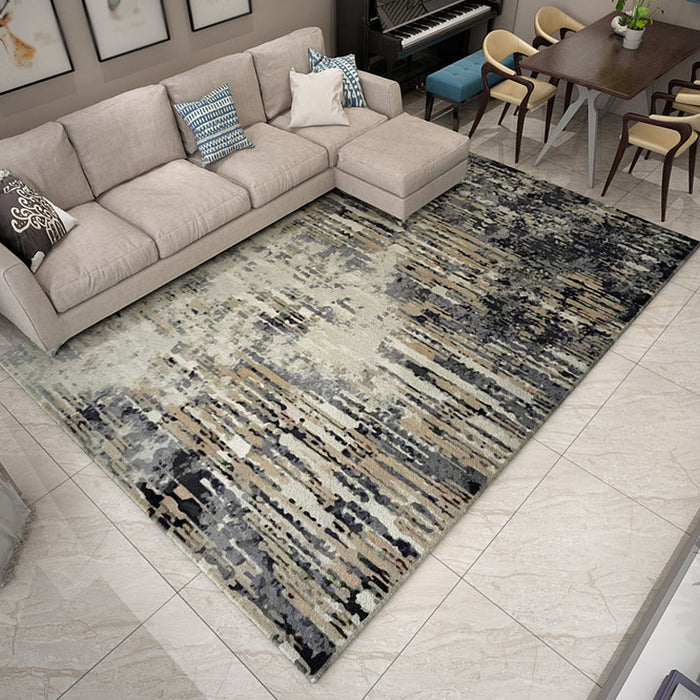 Unique Abstract Rug Multicolor Industrial Rug Polyester Pet Friendly Washable Non-Slip Area Rug for Living Room