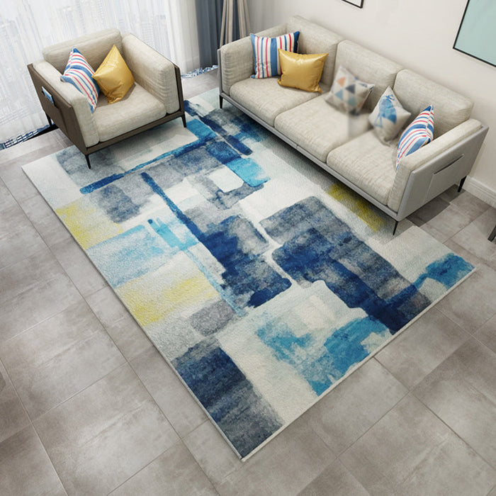 Multicolor Abstract Rug Polyester Industrial Rug Pet Friendly Washable Non-Slip Area Rug for Bedroom