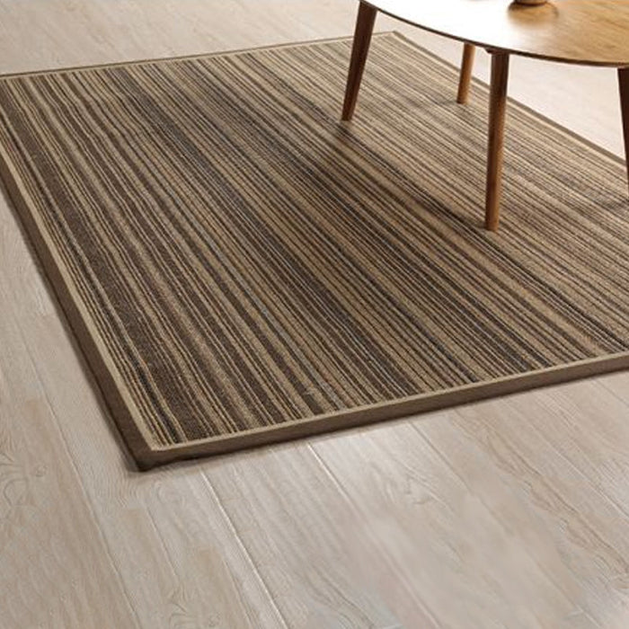 Brown Striped Pattern Rug Sisal Rural Rug Pet Friendly Washable Non-Slip Area Rug for Living Room