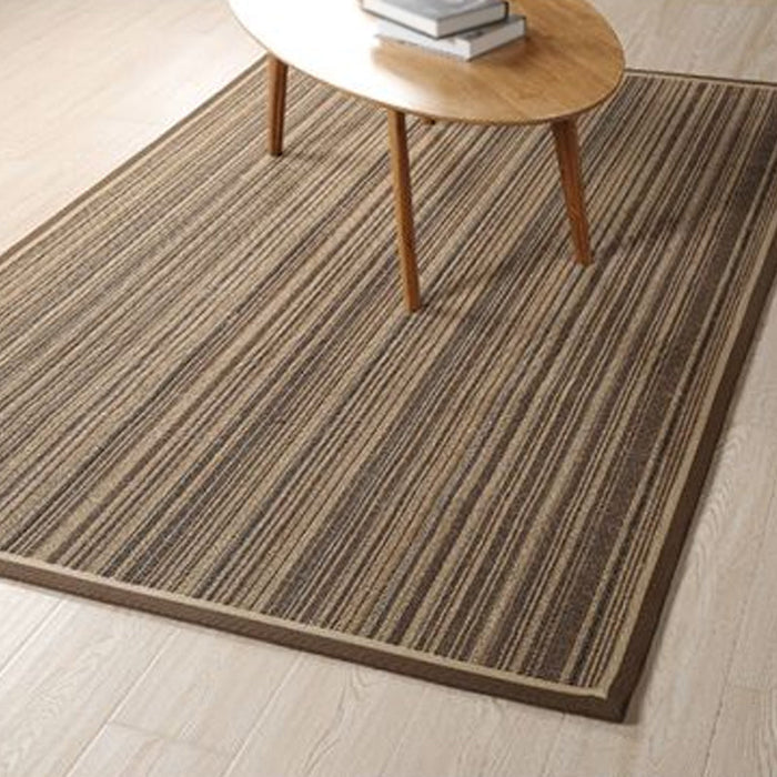 Brown Striped Pattern Rug Sisal Rural Rug Pet Friendly Washable Non-Slip Area Rug for Living Room