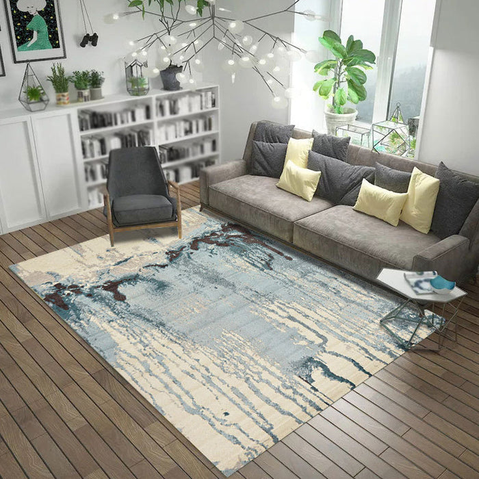 Multicolor Abstract Rug Polyester Industrial Rug Pet Friendly Washable Non-Slip Area Rug for Bedroom