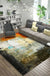 Multicolor Abstract Rug Polyester Industrial Rug Pet Friendly Washable Non-Slip Area Rug for Bedroom