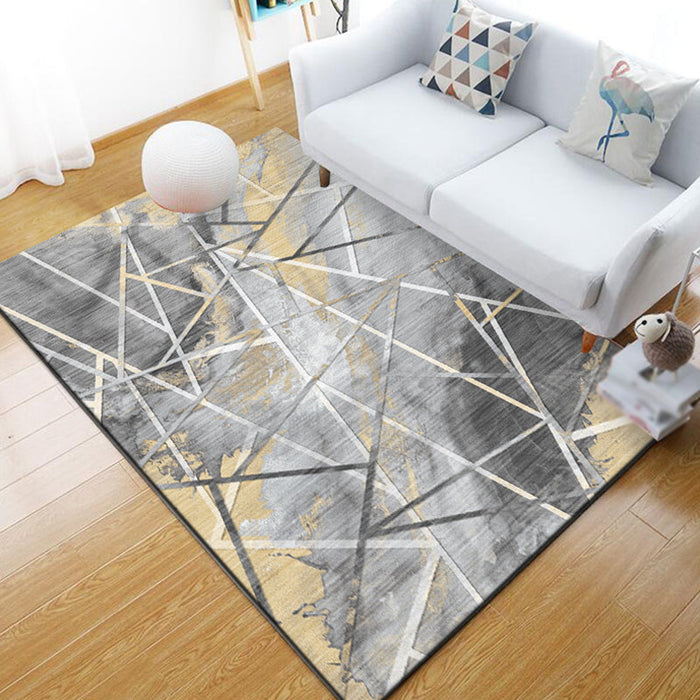 Funky Abstract Geometric Pattern Rug Multicolor Industrial Rug Polyester Pet Friendly Washable Non-Slip Area Rug for Bedroom