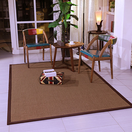 Casual Plain Rug Brown Rural Rug Jute Pet Friendly Washable Non-Slip Area Rug for Decoration