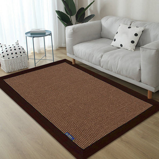 Casual Plain Rug Brown Rural Rug Jute Pet Friendly Washable Non-Slip Area Rug for Decoration