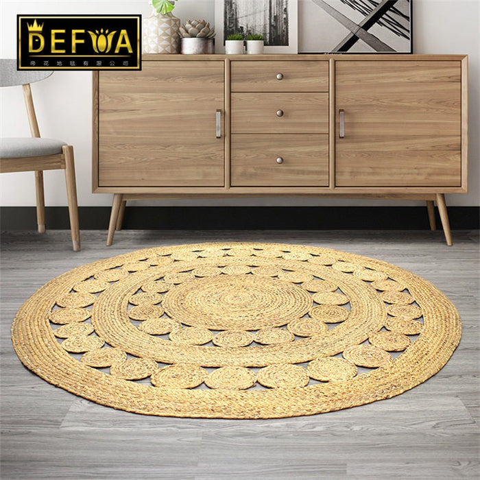 Simple Plain Rug Brown Rural Rug Jute Pet Friendly Washable Non-Slip Area Rug for Decoration