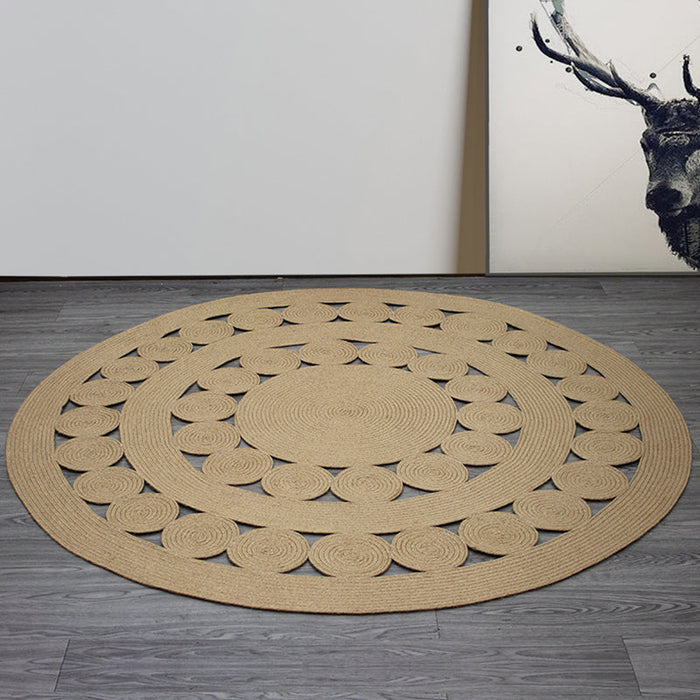 Casual Plain Rug Khaki Rural Rug Jute Pet Friendly Washable Non-Slip Area Rug for Decoration