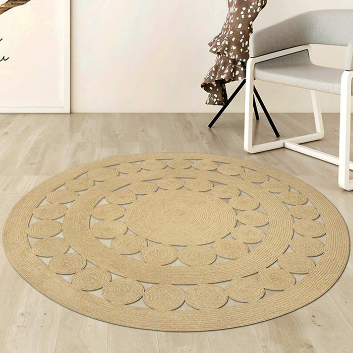 Casual Plain Rug Khaki Rural Rug Jute Pet Friendly Washable Non-Slip Area Rug for Decoration